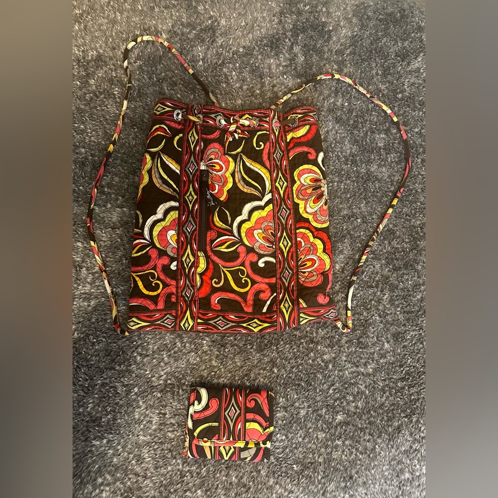 Vera Bradley Drawstring backpack with wallet